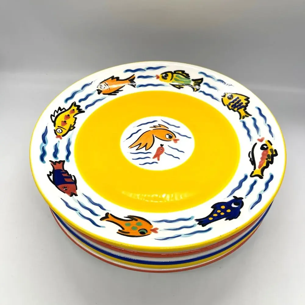 Les Tropiques Strata Set of 6 Dinner Plates 10 5/8